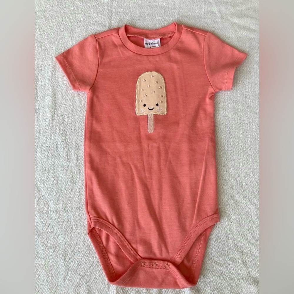 PL mini threads coral bodysuit onesie summer popsicle 24 months